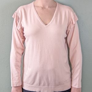 Calvin Klein Light Pink Ruffle Sleeve Pullover Sweater Top Size Large